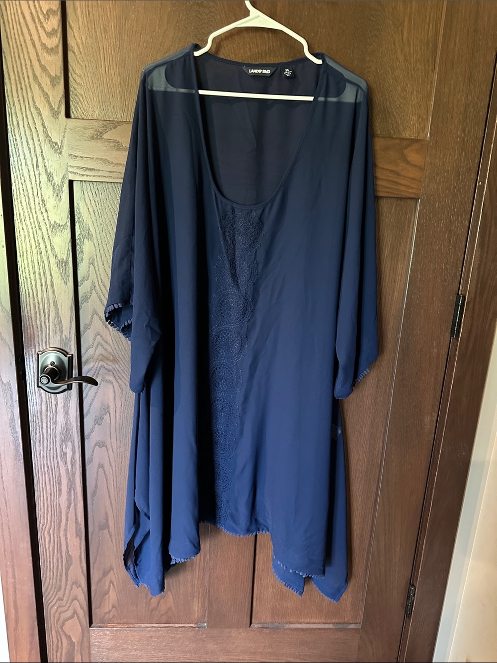 Lands' End Navy Blue Sheer Swim Cover-Up